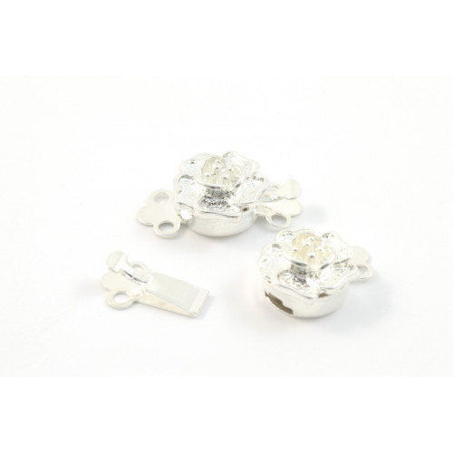 2 ROWS TAB LOCK SILVER PLATED CLASP 